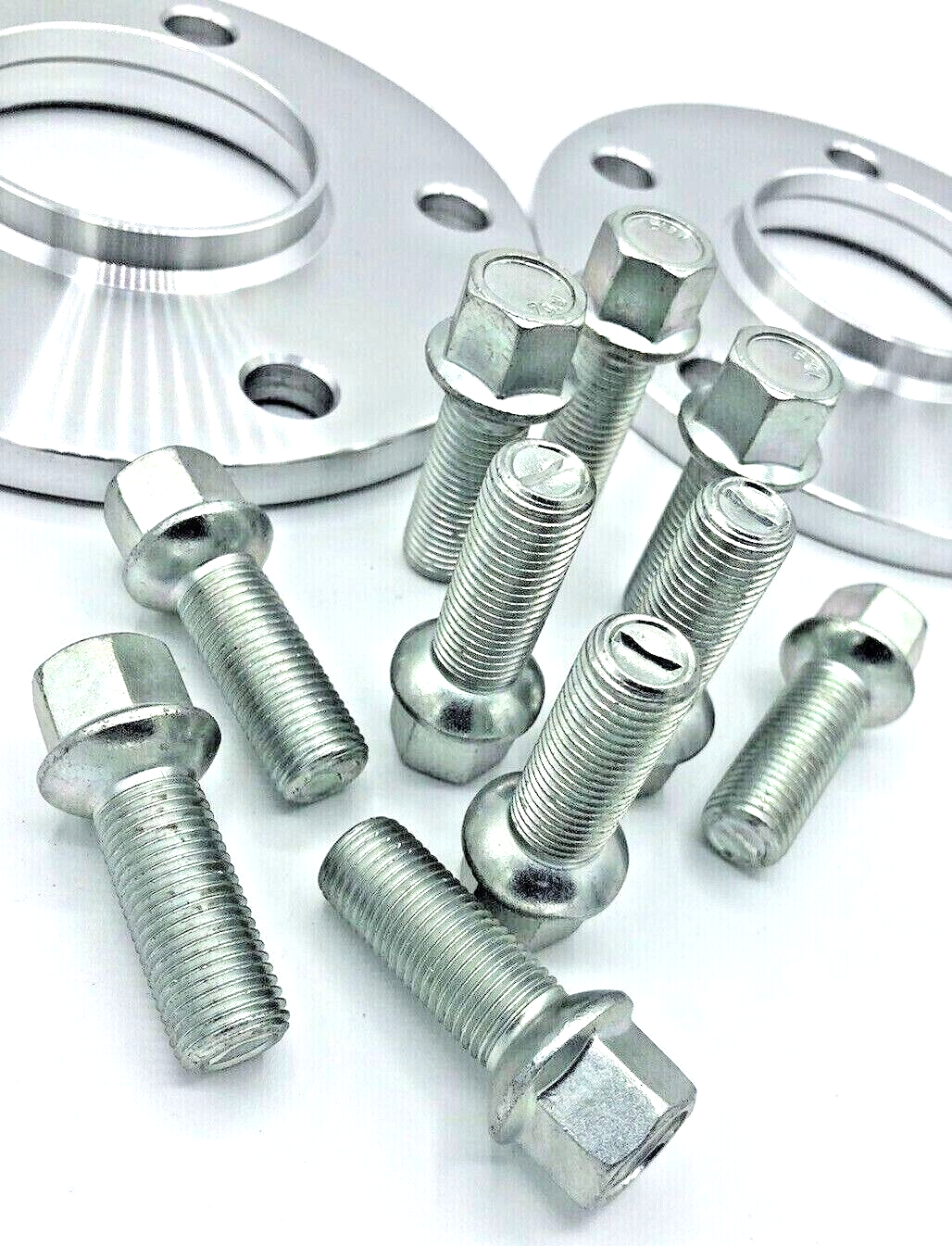 Silver 20mm Wheel Spacers for Porsche 5x130 Pair with Extended Bolts AM UK Stock6