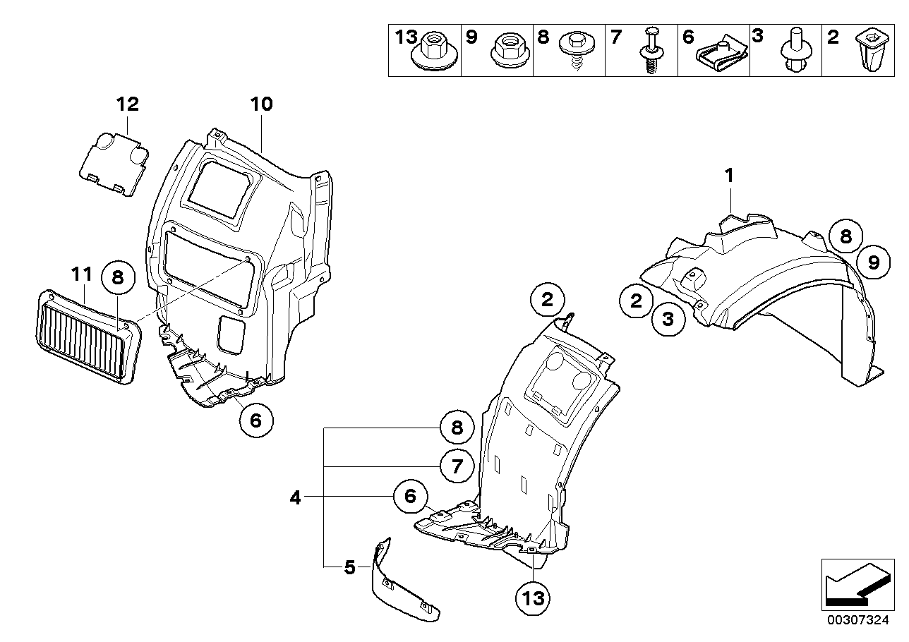 Trim Panel Rivet & Plastic Clip | BMW 5mm Wheel Arch Liner/Splashguard x15 Pack.17