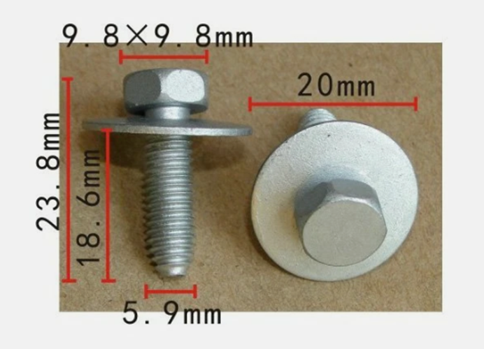 Body Work Metal Trim Fixing Bolt & Captive Washer M6x18mm Galvanised -  Pack #1021