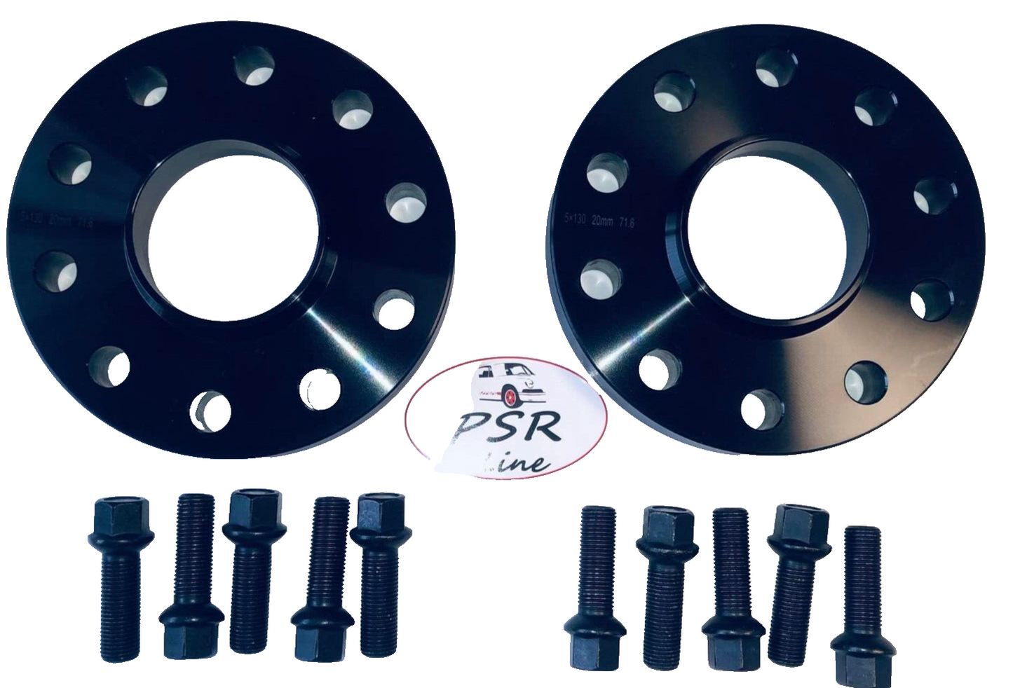 Porsche Wheel Spacers 20mm + Extended AF Bolts Set Of 2 in Black 5x130 PSR9Line0
