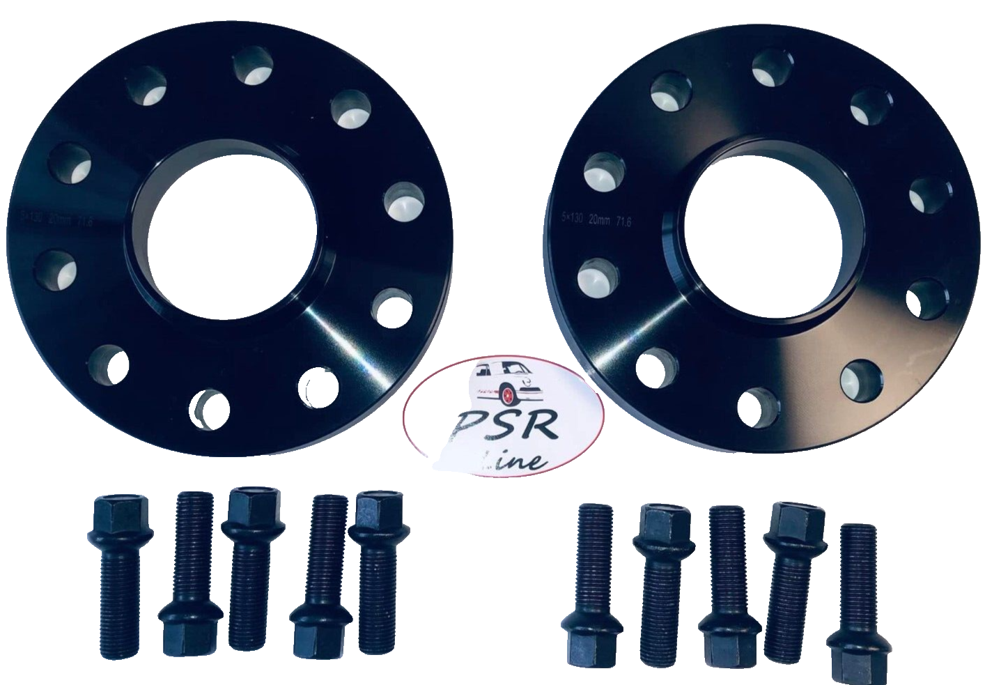 Porsche Wheel Spacers 20mm + Extended AF Bolts Set Of 2 in Black 5x130 PSR9Line0