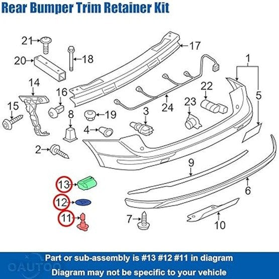 Bumper Mounting & Tow Eye Cover Clip Washers VW AUDI SKODA # 6N0129355 - 5 Pack.10