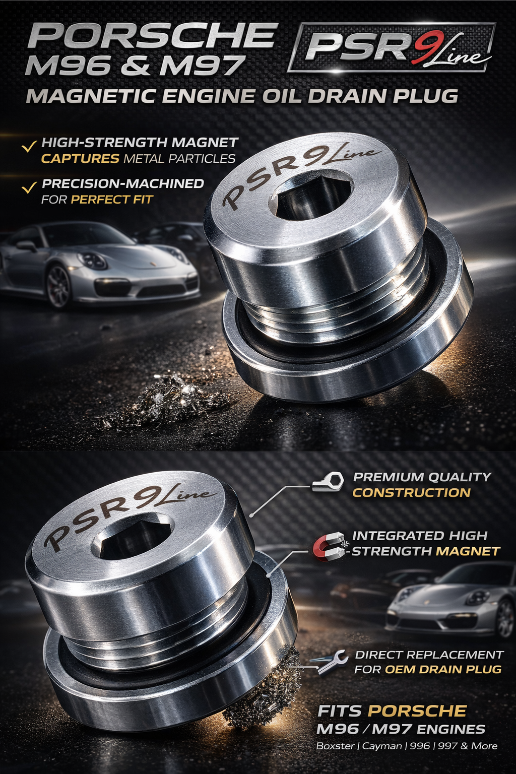 Porsche Boxster 986 & 987 Magnetic Sump Plug  M96/M97 Engine Protection 996 9972