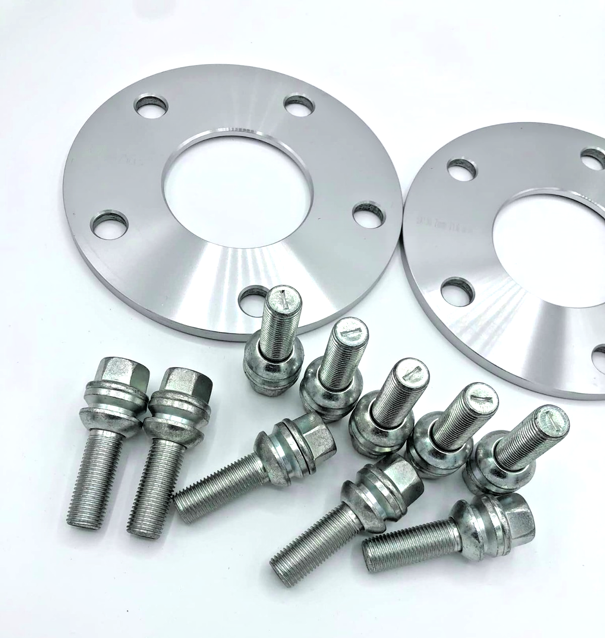 Silver Porsche Wheel Spacers 7mm 5x130 Kit with Extended O.E Bolts  HubCentric1