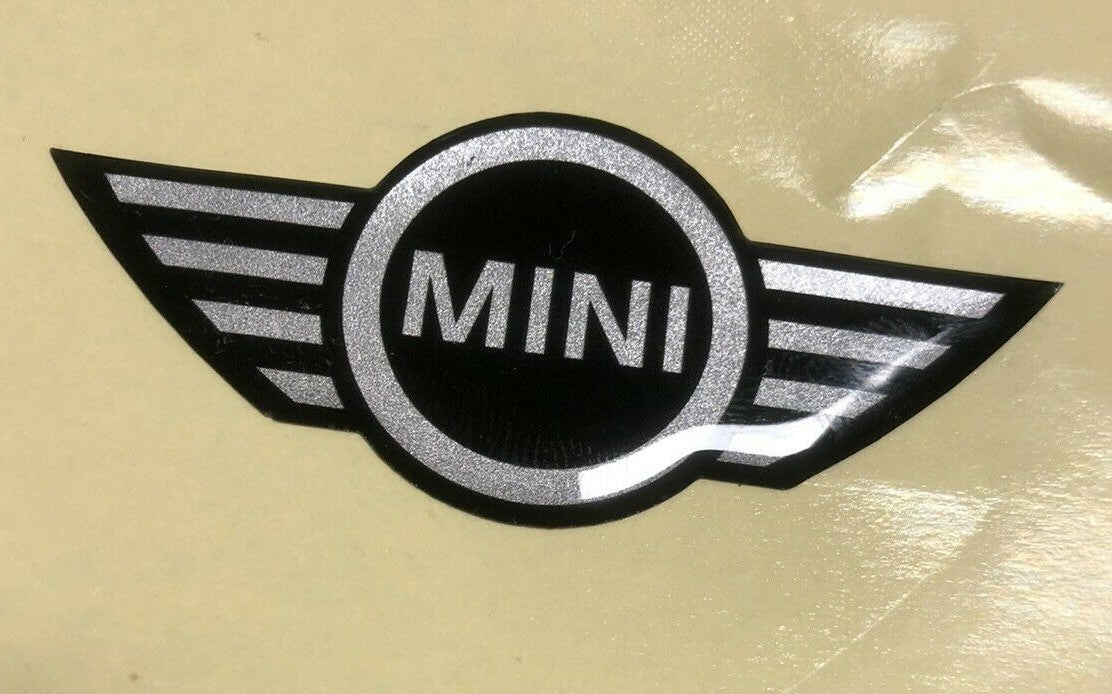 MINI Steering Wheel Badge Logo 3D Gel Domed Silver For Mini Gen1 R50 R52 R53 JCW3