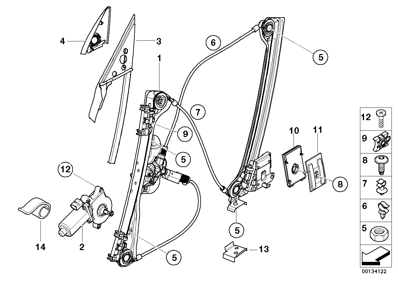 BMW Z Series Window Regulator Slider Clips Lifting Mechanism19