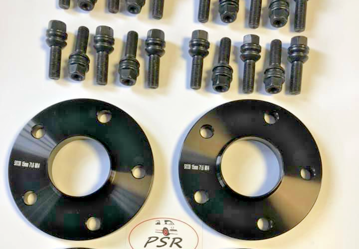 Porsche Wheel Spacers 15mm + Extended O.E Bolts Set Of 2 in Black 5x130 PSR9Line7