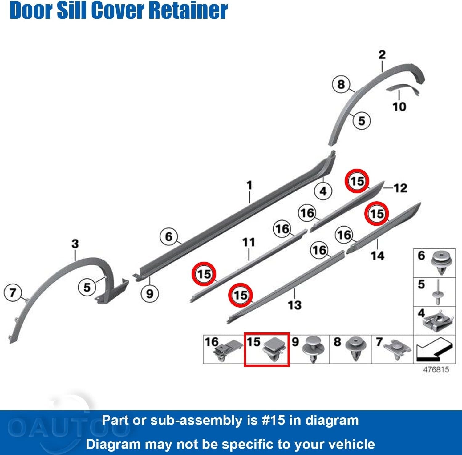 BMW Side Body Sill Moulding Strip Trim Fixing Clips for some X3 X4 7269358  20Pc16