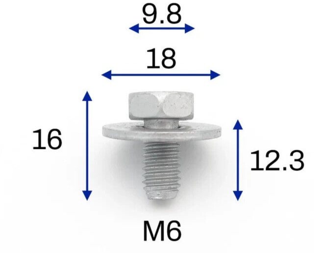 BMW 10mm Hex-Head Bolt Screw & Washer M6 Fit 1 2 3 4 5 6 X M Series 5pcs4