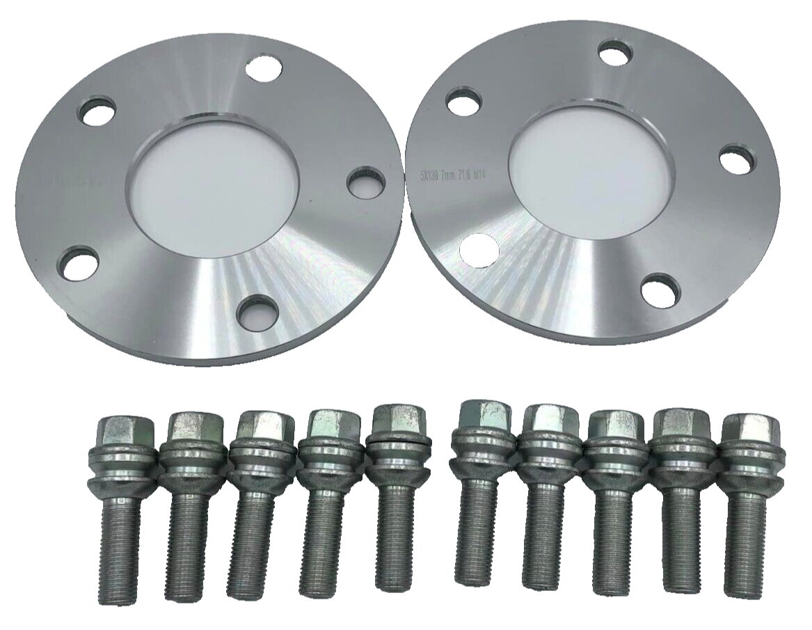 Porsche Wheel Spacers 7mm + Extended OE Bolts Set Of 4 in Silver 5x130 PSR9Line21