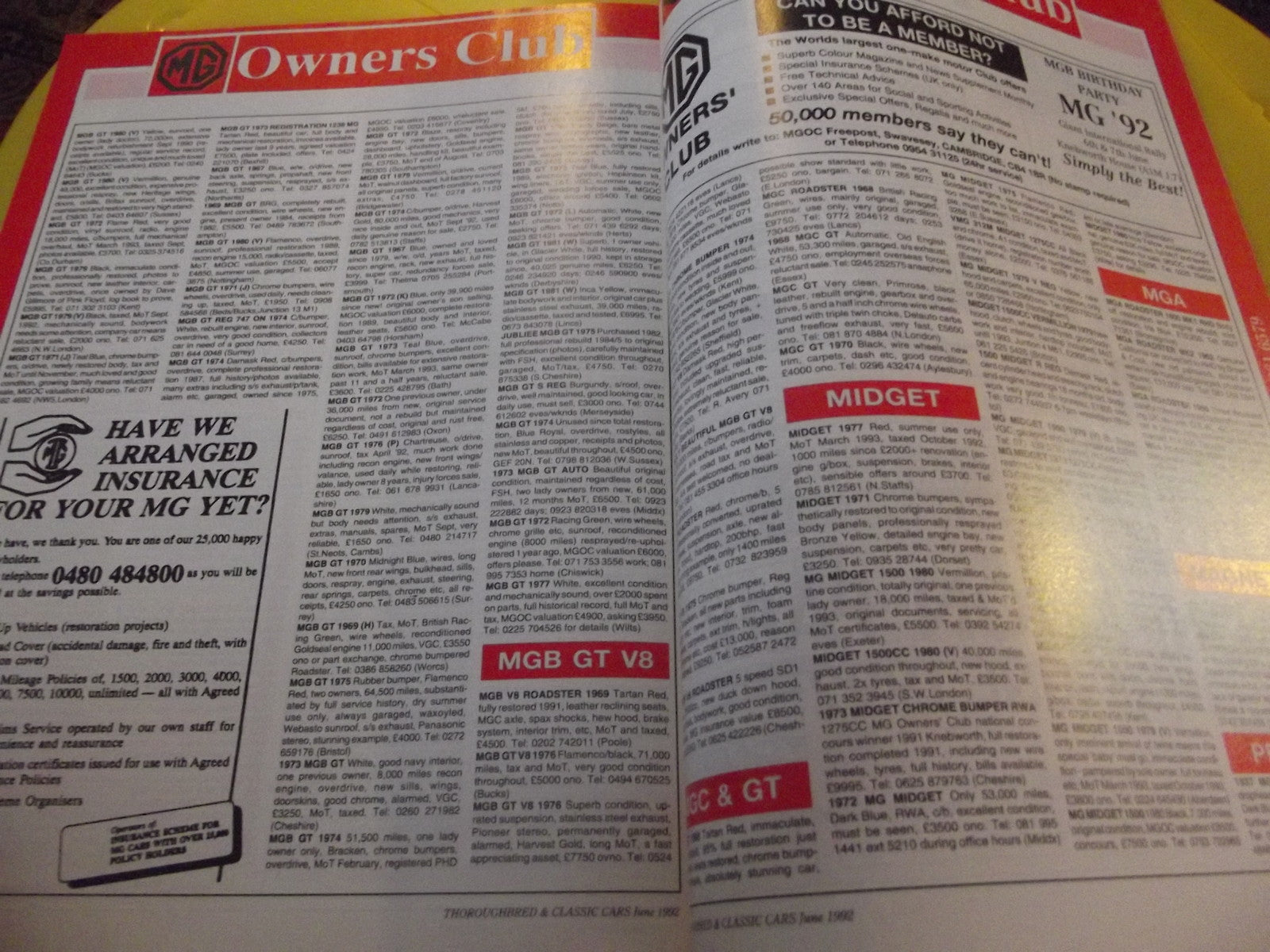 CLASSIC CARS MAGAZINE JUNE 1992 #c37