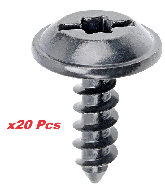 SEAT Slot Head Metal Torx Screw Trim fixing Clip Self Tapping Bolt Black 20 Pcs0