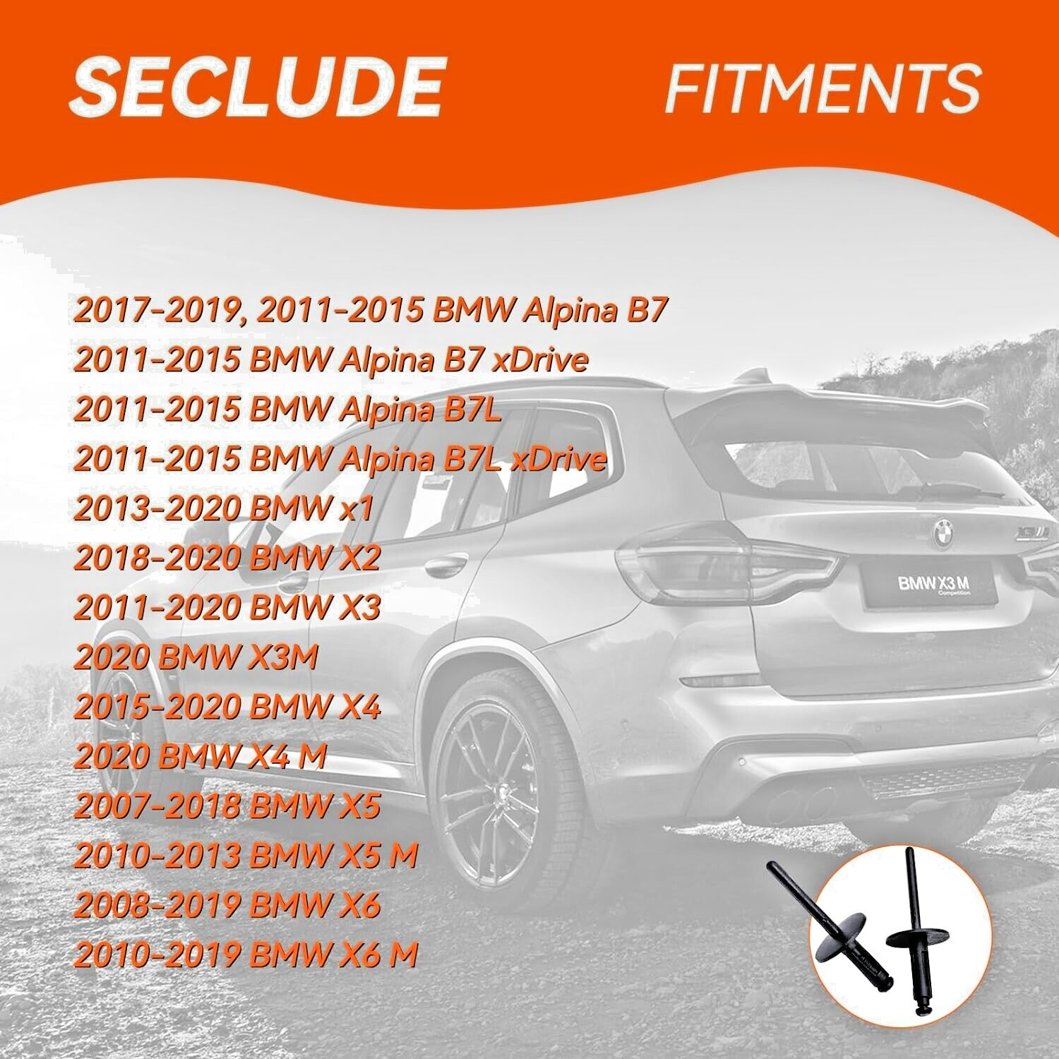 BMW X1 X2 X3 X4 X5 X6 F G Wheel Arch Flare Trim Clips 07147293278 Rivet 6mm x2018