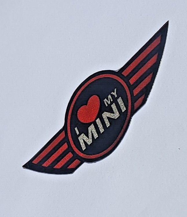 LOVE MY MINI COOPER Steering Wheel Badge Logo 3D Gel Domed Gen1 R50 R52 R53 JCW6