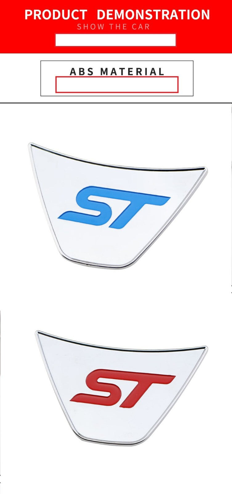 Ford EcoSport Chrome Steering Wheel Badge Trim Red ST Ford Ecosport 2013-20173