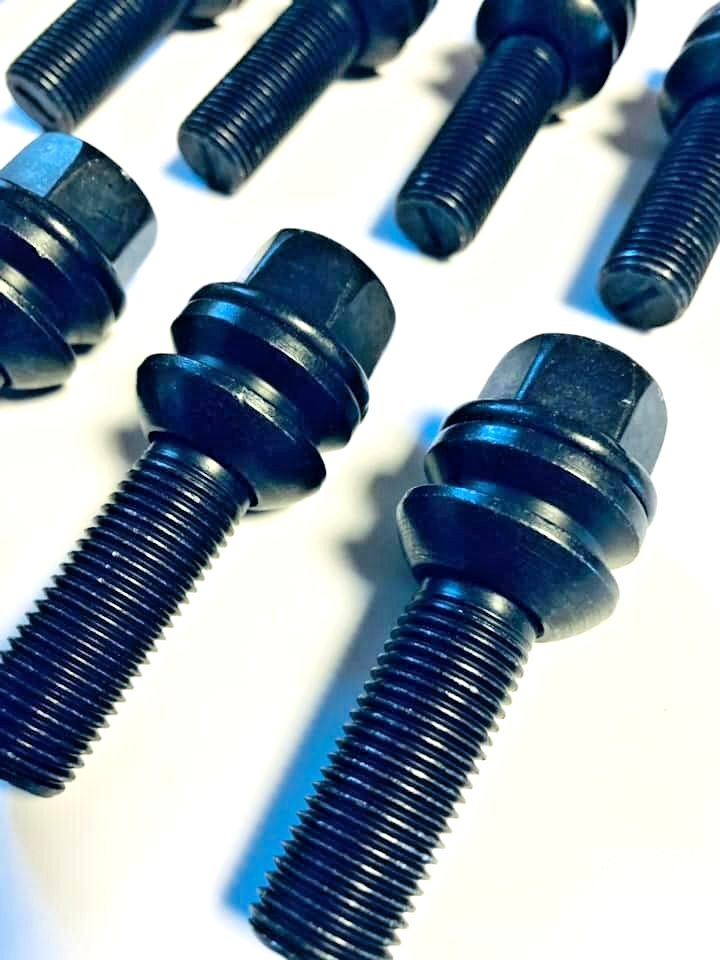 Black Porsche Wheel Spacers 20mm 5x130 Kit with Extended O.E Bolts  HubCentric17