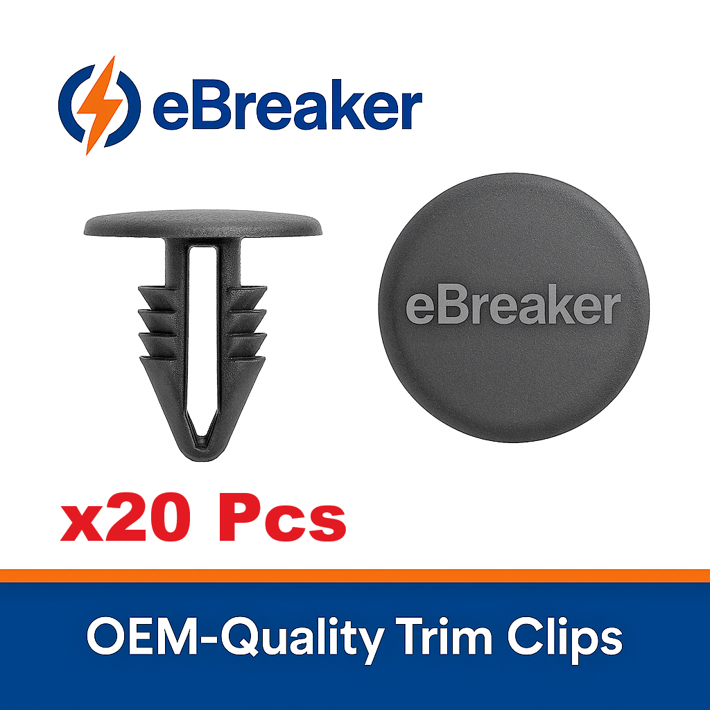 Universal Push Fit Black Button Head Interior Trim Panel Clips 4-5mm Hole, 20 Pc0