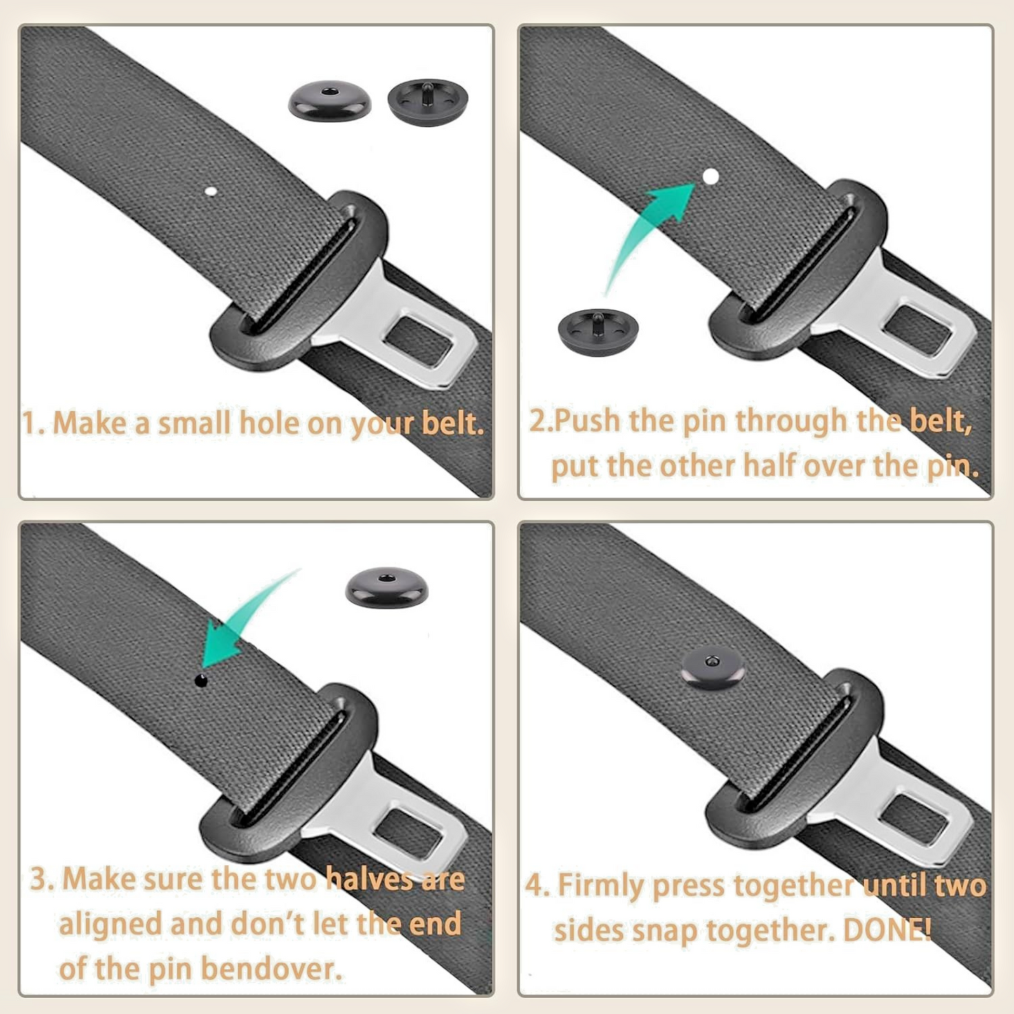 Universal Black Seat Belt Buckle Stopper Push Fit Click Lock Car Adjuster 5 Sets11