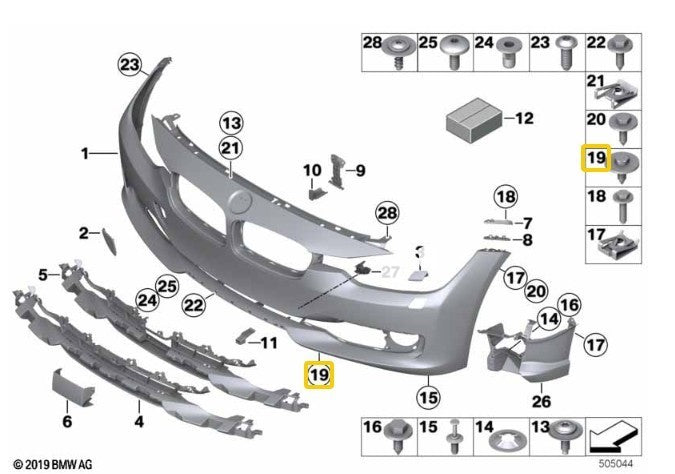 BMW Hex Screw Bolt Captive Washer Fixing of Bodywork and Trim Panels, Pack 15 Pc15