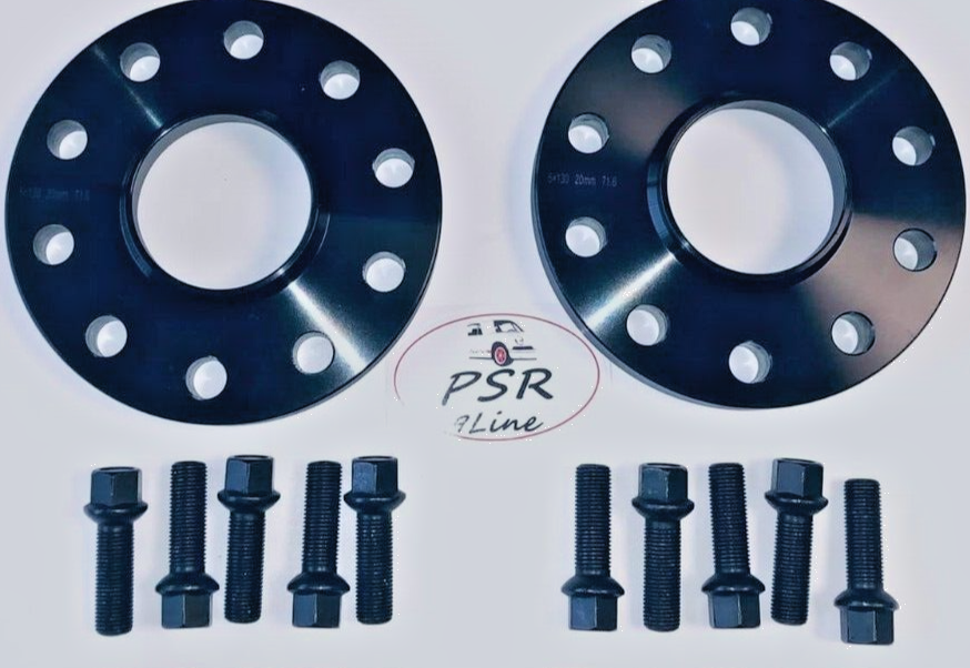 Porsche Wheel Spacers 20mm + Extended AF Bolts Set Of 2 in Black 5x130 PSR9Line1