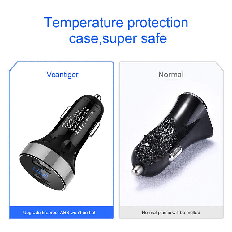 Car USB Twin Charging Point with LED Battery Voltage display Fast Charge Amber6