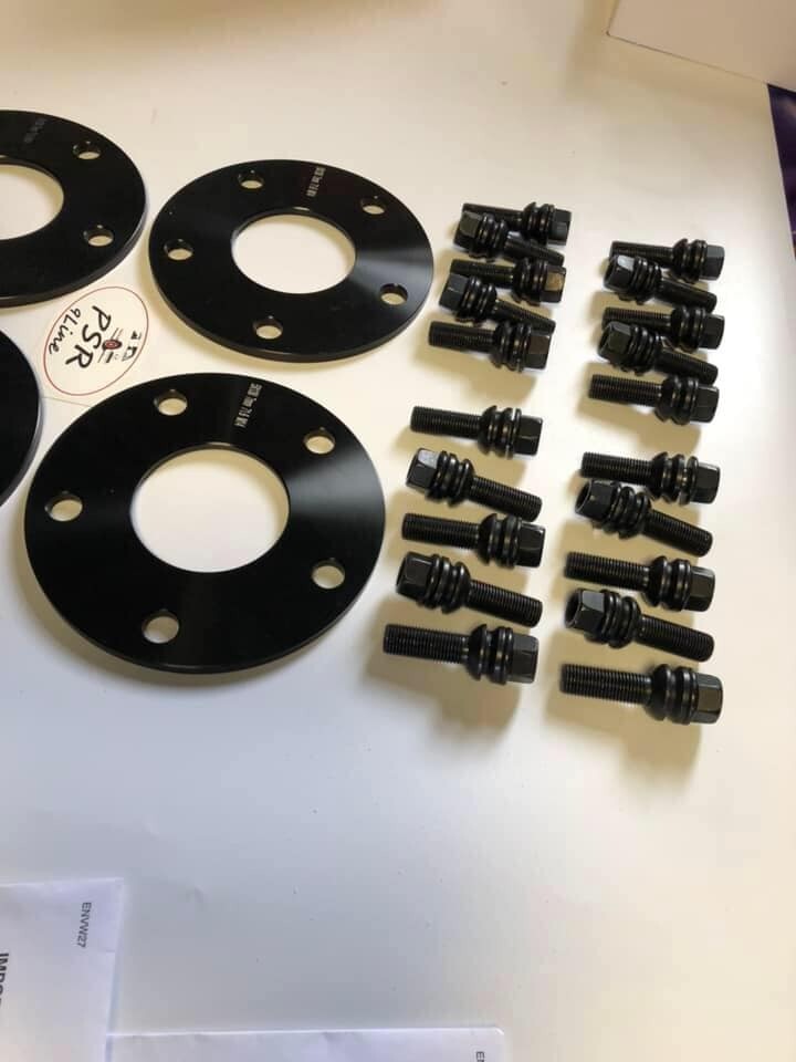 Porsche Wheel Spacers 20mm + Extended O.E Bolts Set Of 4 in Black 5x130 PSR9Line20