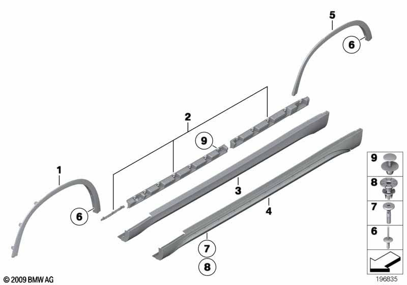 BMW Door Sill & M Sill Panel Cover - Expanding Pin Push Rivet Trim Clip - #  5xp11