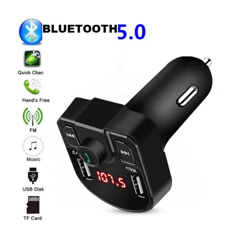 Wireless BT 5.0 FM Transmitter QC3.0 Car USB Charger Adapter Radio Player0