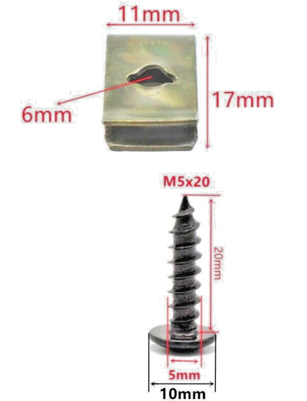 Speed Fastener Self Tapping Screws Panel U Clips 10 Sets / 20 Pieces - M5 X 20mm2