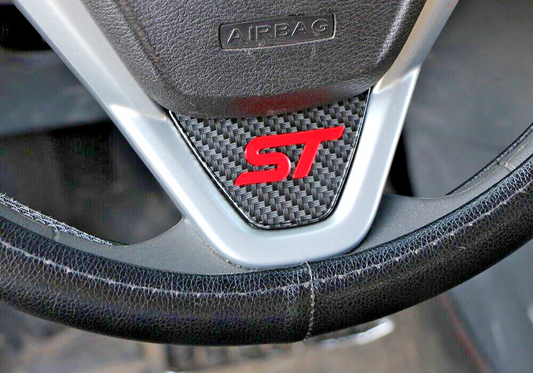 Ford Fiesta ST MK7 MK7.5 Carbon Fibre Effect Steering Wheel Badge Trim Red ST0