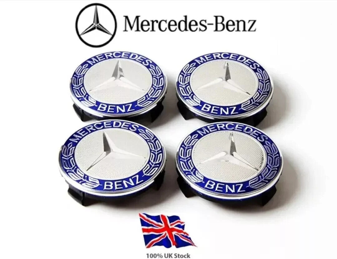 4x Mercedes Alloy Wheel Centre Hub Caps 75mm A B C E S M Class ML CLA5