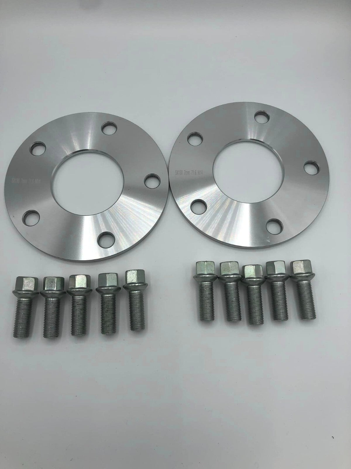 Porsche Wheel Spacers 7mm + Extended AF Bolts Set Of 2 in Silver 5x130 PSR9Line8