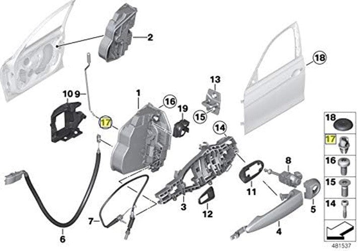 MINI Door lock Rod Grommet Clip x1 Pc - F56 F55 F57 Series Models 512218170322