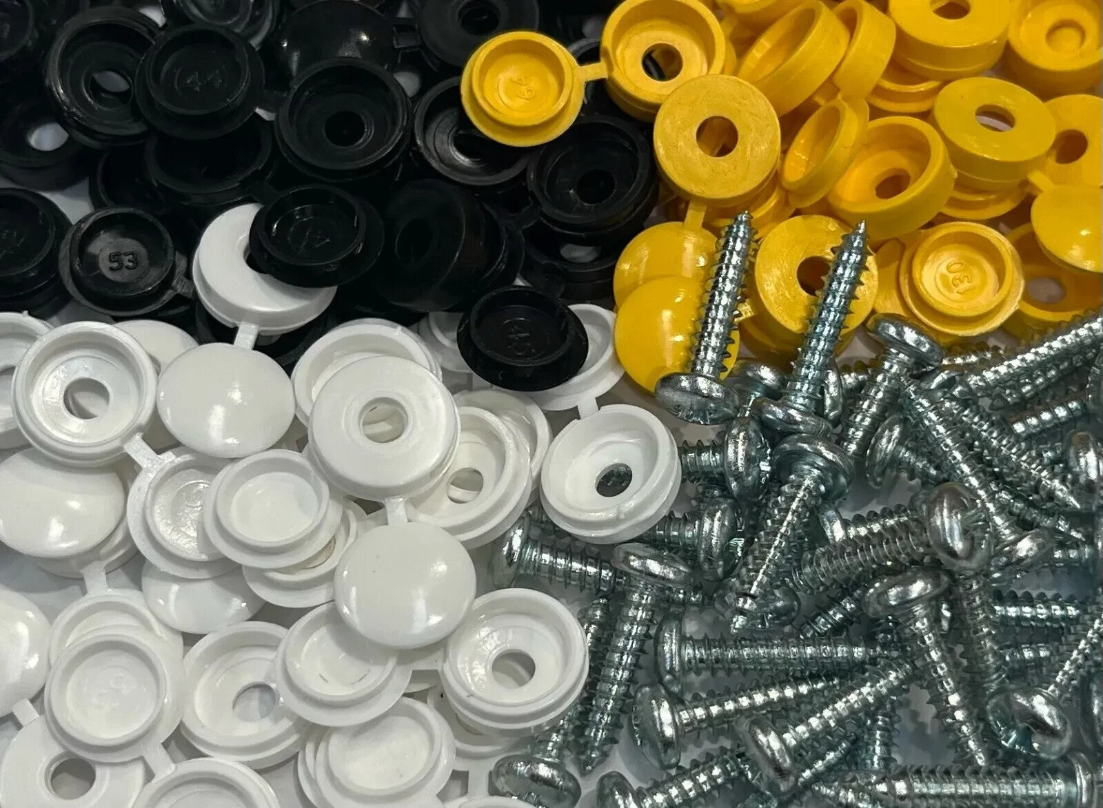 Number Plate Fixing Screws & Caps Kit White Yellow Black For UK Cars Vans Trucks15