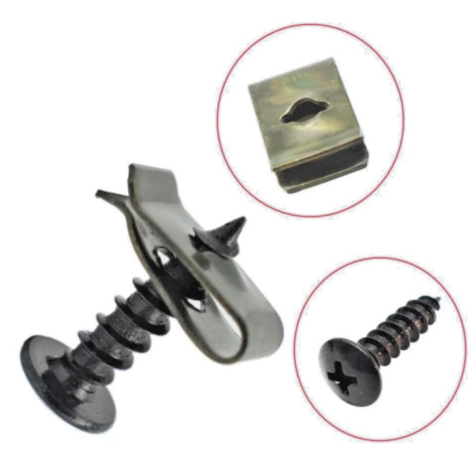 Car Undertray Fixing Kit Coated U Clip & Self Tapping M4x20 Screws 10 Sets = 20p2