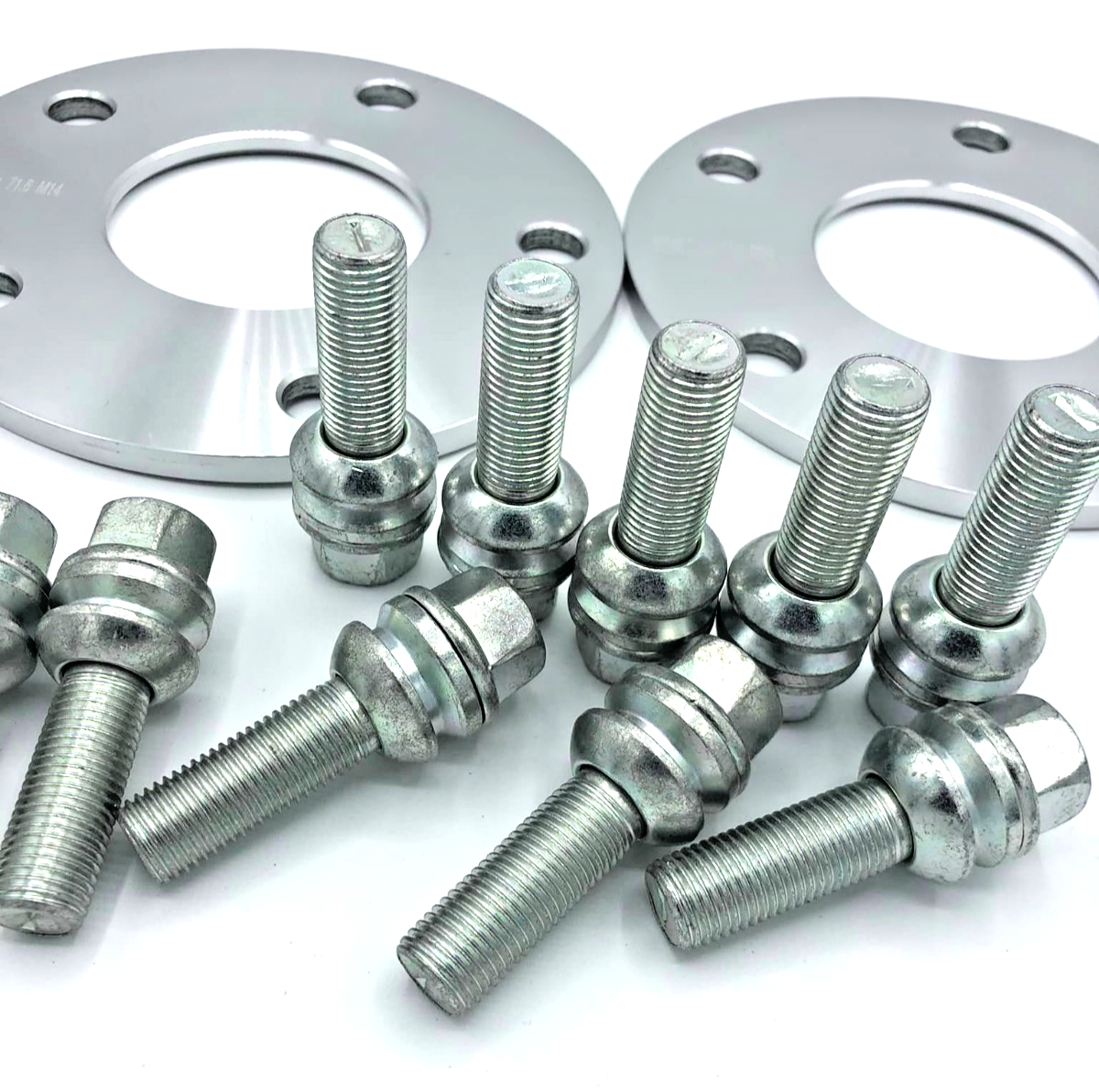Silver Porsche Wheel Spacers 7mm 5x130 Kit with Extended O.E Bolts  HubCentric6