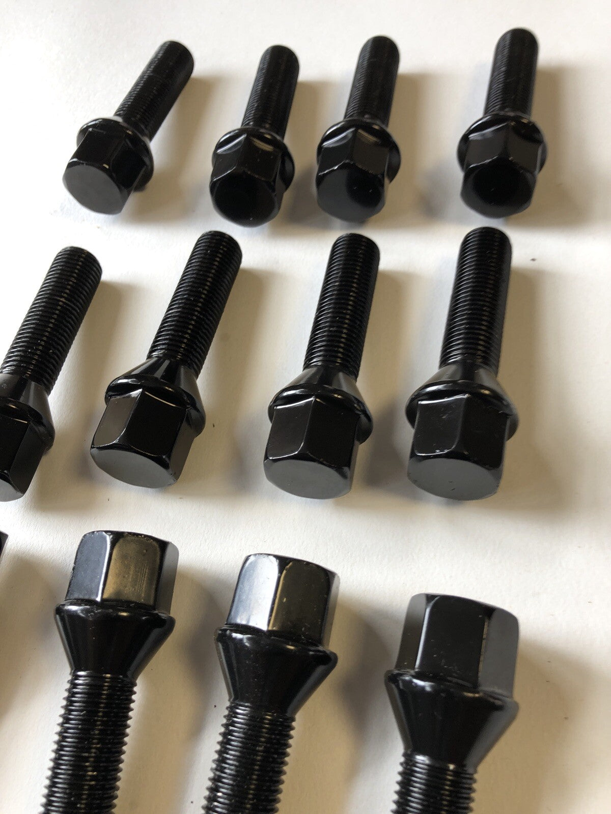 16 Black Extended Wheel Bolts 45mm Thread  M14 x 1.5 Hex Head Tapered Cone4
