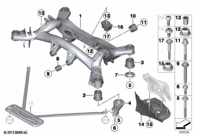 BMW Hex Screw Bolt Captive Washer Fixing of Bodywork and Trim Panels, Pack 20 Pc16