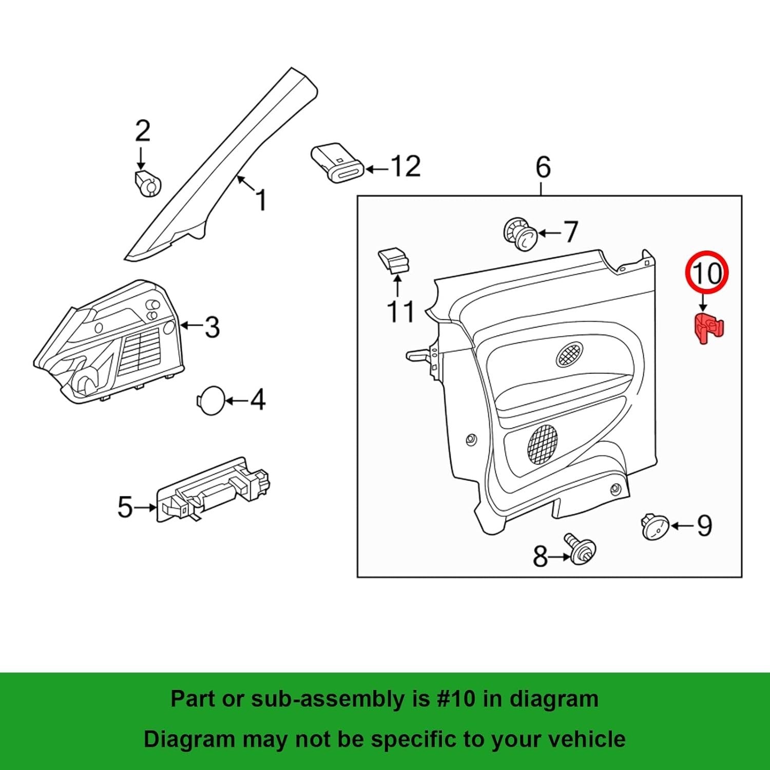 VOLKSWAGEN Interior Door Sill Pillar Trim Consol Panel Metal Clip Fasteners - 1012