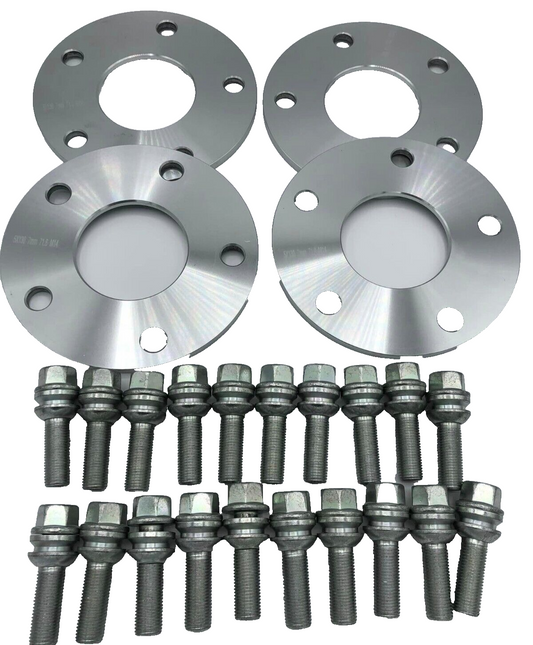 Porsche Wheel Spacers 7mm + Extended OE Bolts Set Of 4 in Silver 5x130 PSR9Line0