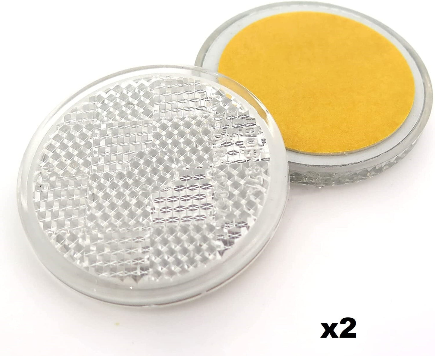 White Stick-on 60mm Round Circular Trailer Caravan Reflectors 2x Self-Adhesive 0