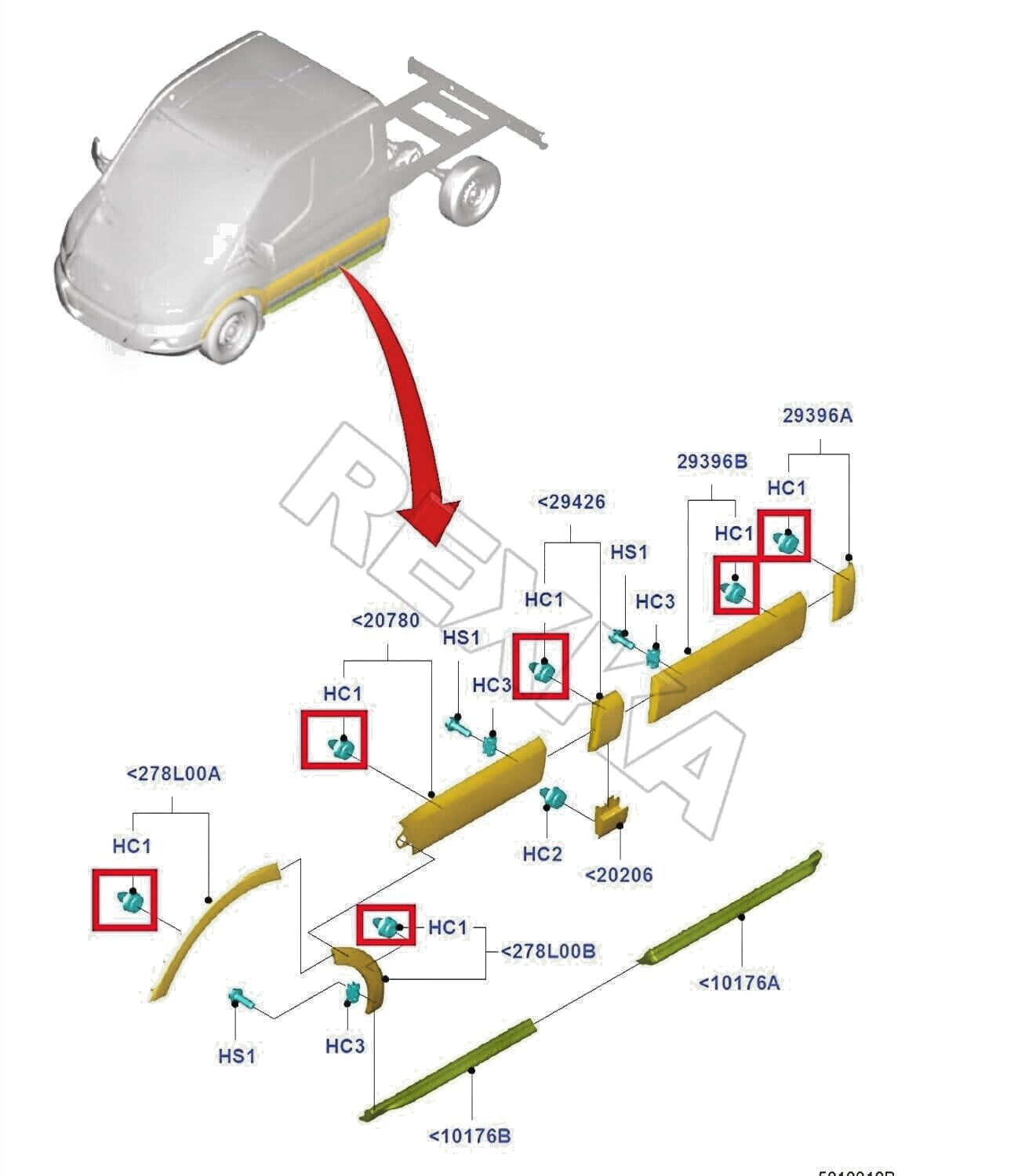 Ford Transit Custom Trim Panel Clips Door Moulding Side Body Fixing 5255437 x5pc7