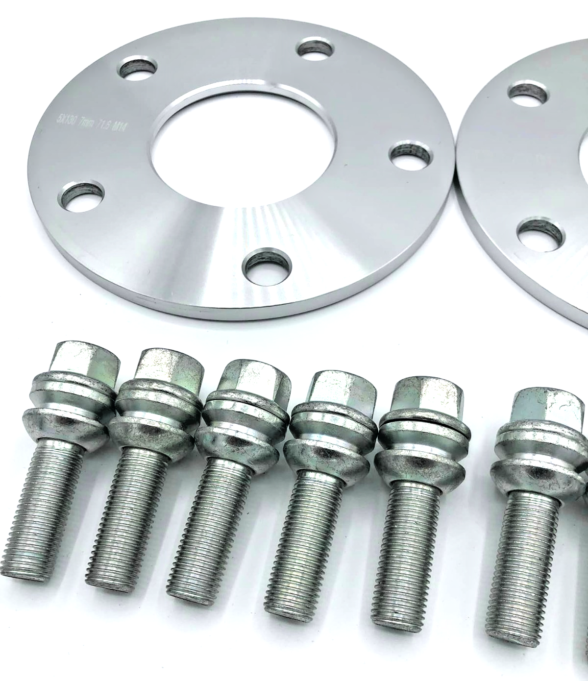 PORSCHE 7mm Wheel Spacers 5x130 With Extended O.E Bolts Precision Fit in Silver9