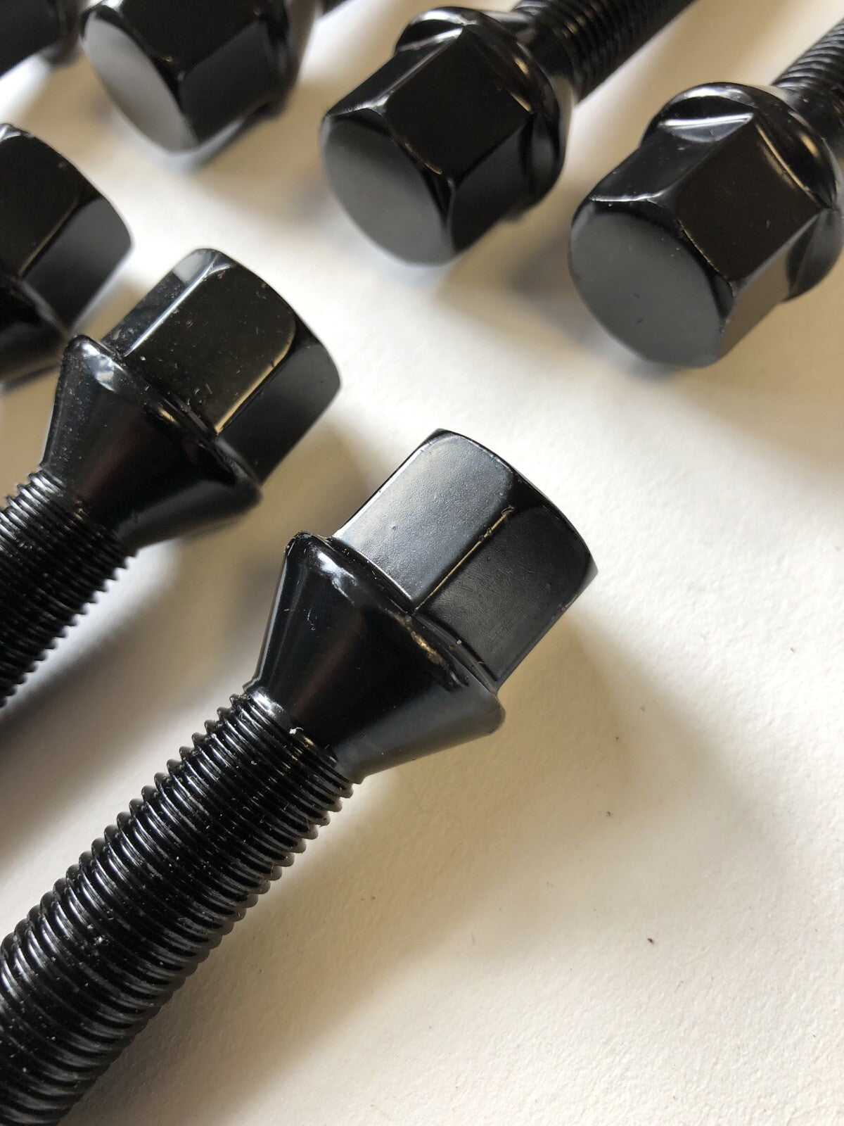 16 Black Extended Wheel Bolts 45mm Thread  M14 x 1.5 Hex Head Tapered Cone3