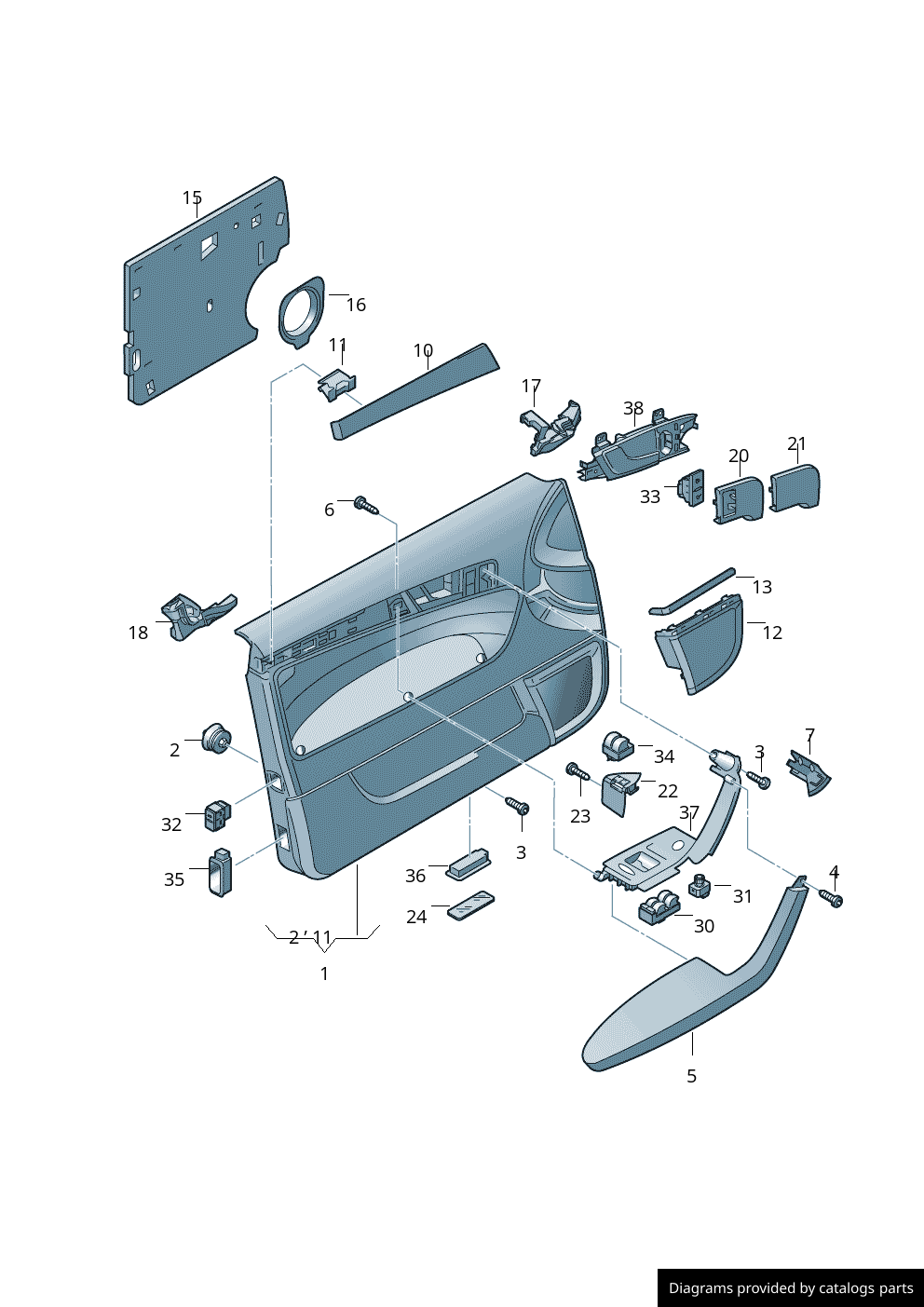 VW Audi Door Card Trim Panel Fastener Clips - 8P0868243A