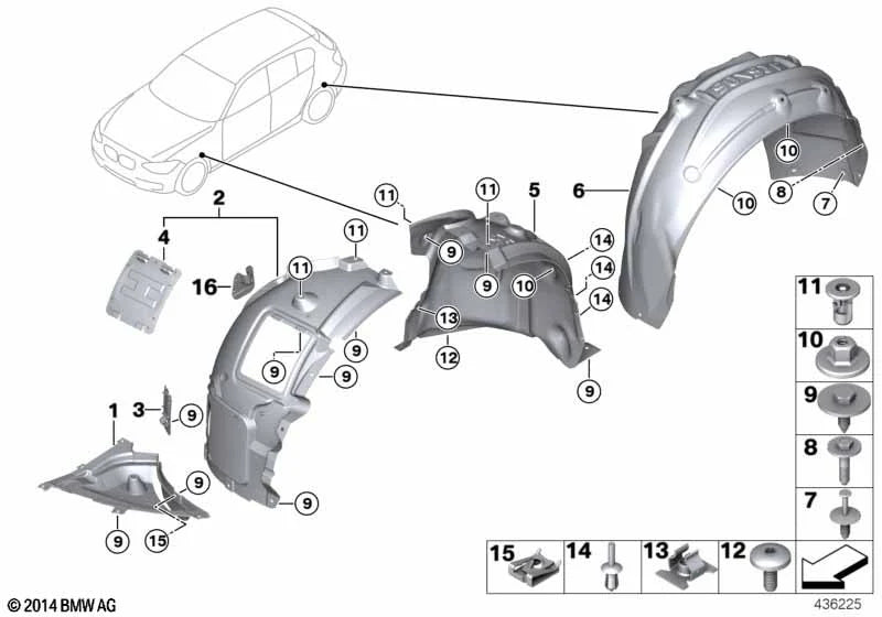 BMW MINI C-Clip Sheet Metal Nut Clamps - Fender Liner Undertray 51717065773