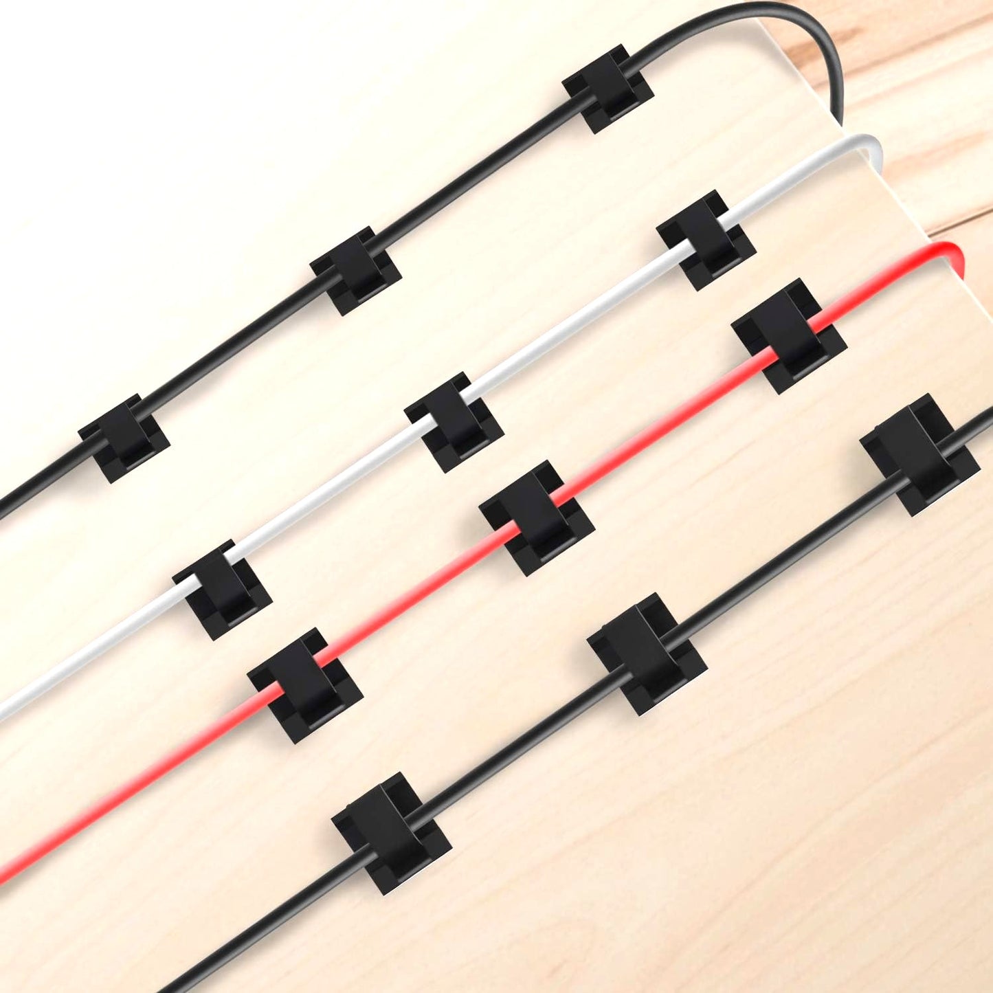Black Self-Adhesive Cable & Wiring Clip Holder - Interior Trim Wire Retainer