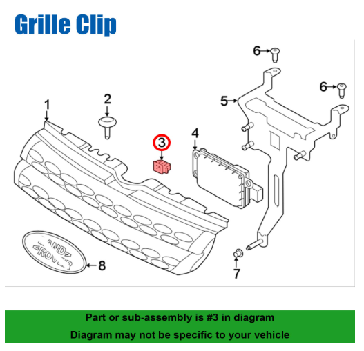 Land Rover Front Grille Retaining Clip - Slam Panel & Radiator Surround Fastener LR018173