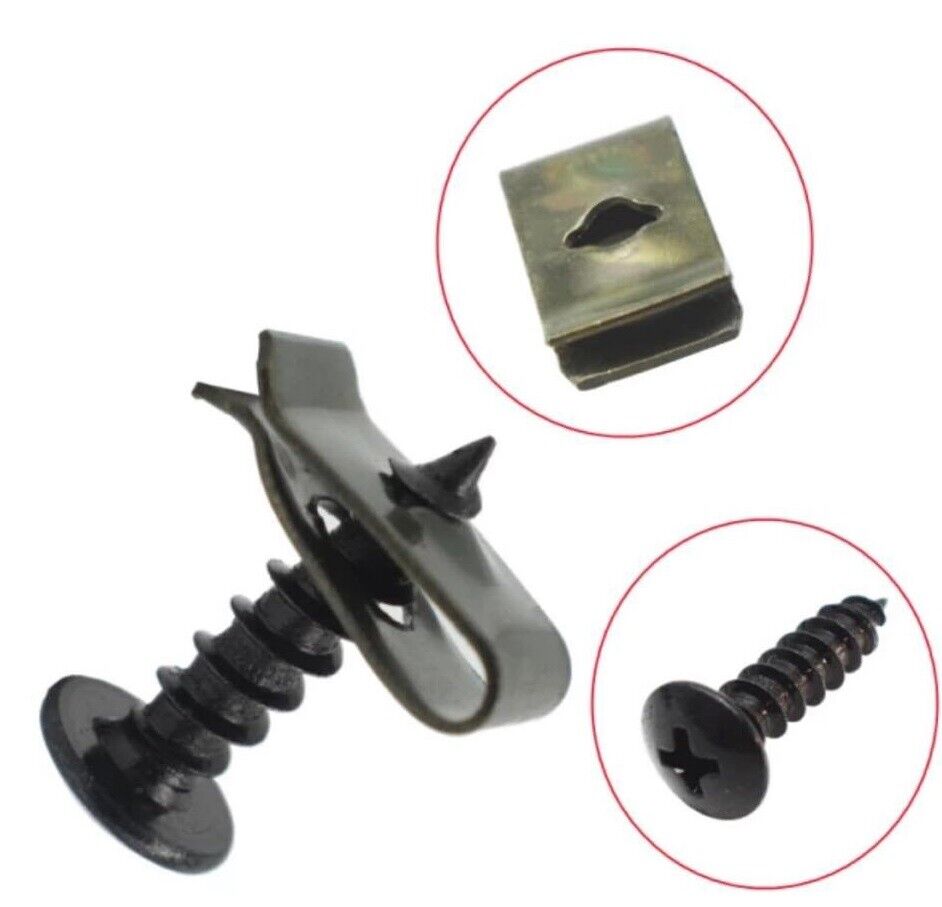 Black & Green U-Clip Speed Fastener Screw Set - Undertray & Splashguard Kit