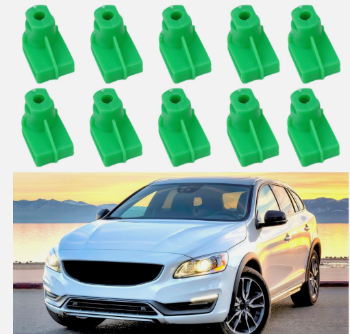 Green Plastic Spire C-Clip - Bumper & Trim Panel Fastener